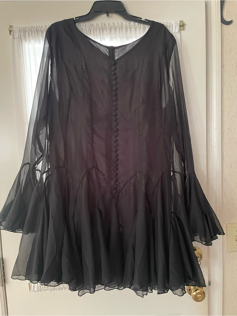 SHEIN Black Long-Sleeve Chiffon Mini Dress - Picture 2 of 3